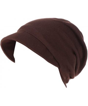 Skullies & Beanies Women Trendy Cotton Warm Windproof Chemotherapy Cap Muslim Hat Head Wrap Cap - Coffee - CZ18I8O0ZA9 $13.17