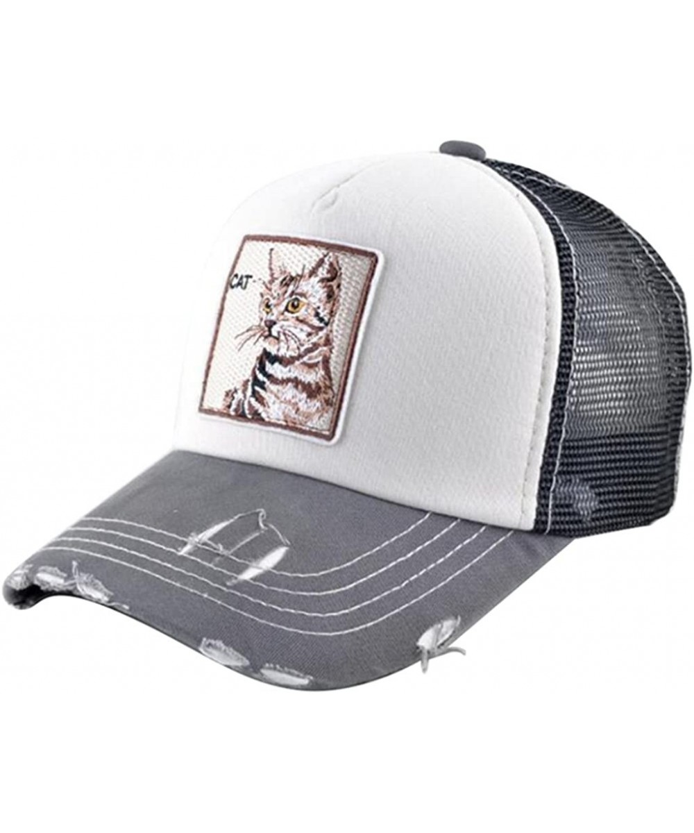 Baseball Caps Unisex Animal Mesh Trucker Hat Snapback Square Patch Baseball Caps - Beige Cat - CV18GLHMK4W $18.14