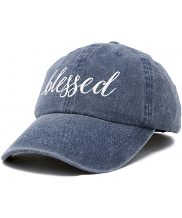 Baseball Caps Blessed Women's Baseball Cap Soft Cotton Dad Hat - Washed Denim Navy Blue - CC18RRHAOWO $16.20