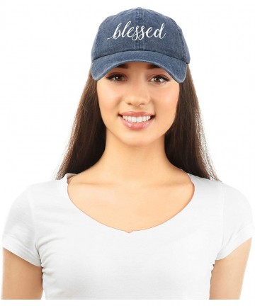 Baseball Caps Blessed Women's Baseball Cap Soft Cotton Dad Hat - Washed Denim Navy Blue - CC18RRHAOWO $16.20
