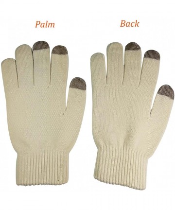 Skullies & Beanies Winter Gloves Women Touch Screen Warm Ski Snow Knit Gloves Outdoor Mittens - Beige - C6186ZHEW9M $12.79