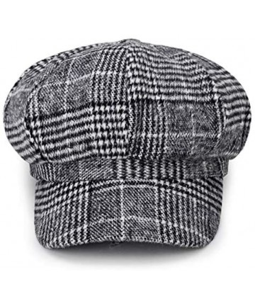 Newsboy Caps Womens Plaid Visor Beret Newsboy Hat Ivy Cabbie Cap - Light Grey - C518LWXKNTS $13.60