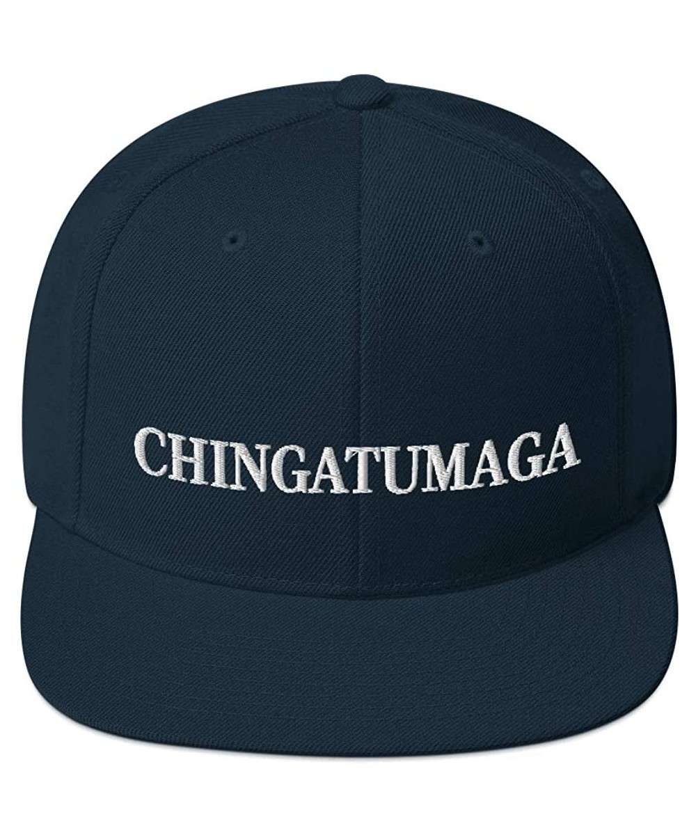 Baseball Caps CHINGATUMAGA Hat (Embroidered Wool Blend Snapback Hat) Chinga Tu MAGA Parody - Dark Navy - C018ZCD25ZR $37.74