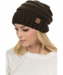 Skullies & Beanies Hat-100 Oversized Baggy Slouch Thick Warm Cap Hat Skully Cable Knit Beanie - Brown - CN18XEESQND $14.69
