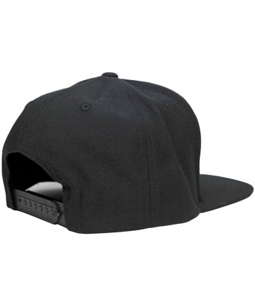 Baseball Caps Flexfit Diamond Embroidered Flat Bill Snapback Cap - Black With White Thread - CK12I3I1GO1 $27.64