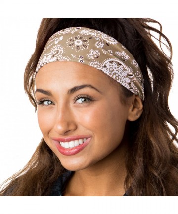 Headbands Adjustable & Stretchy Printed Xflex Wide Headbands for Women Girls & Teens (Black & Tan Bandana 2pk) - C118996YG55 ...