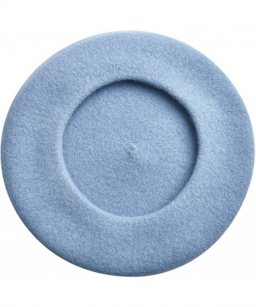 Berets Wool French Beret Hat Solid Color Beret Cap for Women Girls - Sky Blue - CW192OOTZ0R $19.09