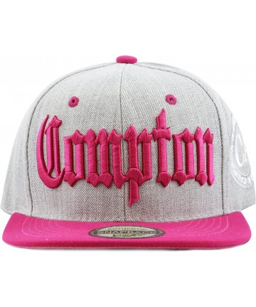 Baseball Caps Compton 3D Embroidered Heather Grey Snap Back Baseball Hat - Fuchsia - C512E09C0VZ $14.92