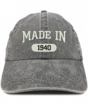 Baseball Caps Made in 1940 Embroidered 80th Birthday Washed Baseball Cap - Black - CE18C7HIHYL $22.15