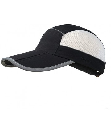 Sun Hats Unstructured UV Baseball Cap with Reflective Tape 22-24.4in - Black - C418GOGOU2K $14.44