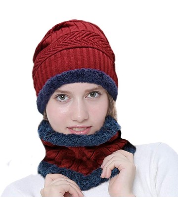 Skullies & Beanies Women Christmas Beanie Hat Winter Warm Knitted Crochet Santa Hat Gift - Red - C318KZSK0U9 $16.56