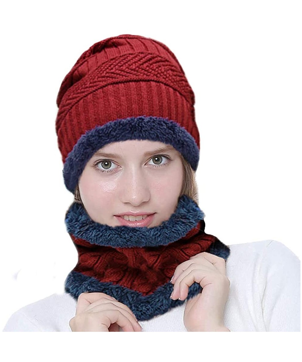 Skullies & Beanies Women Christmas Beanie Hat Winter Warm Knitted Crochet Santa Hat Gift - Red - C318KZSK0U9 $16.56
