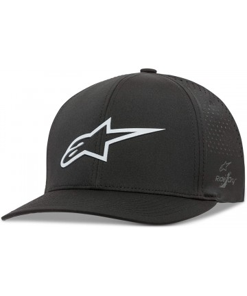 Baseball Caps Men's Logo Flexfit Tech Hat- Cuvred Bill Structured Crown - Ageless Lazer Tech Hat Black - CJ18HESILLL $51.28