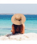 Sun Hats Womens Straw Hat Wide Brim Floppy Beach Cap Adjustable Sun Hat for Women UPF 50+ - Khaki - CQ18TUXRZOT $14.06