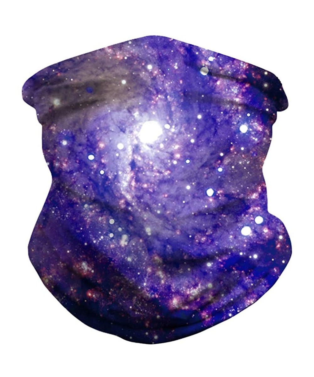 Balaclavas Cloth Bandana Face Mask for Women Men Galaxy Headband Headwear Head Wrap Scarf Neck Balaclava - Purple Galaxy - C4...