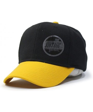 Baseball Caps Premium Plain Wool Blend Adjustable Snapback Hats Baseball Caps - Gold/Black - CD125MH8WAB $12.97