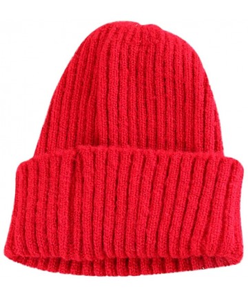 Skullies & Beanies 2018 Winter Women Crochet Hat Wool Knit Beanie Warm Caps - Y-red - CY18LSCO58S $16.63