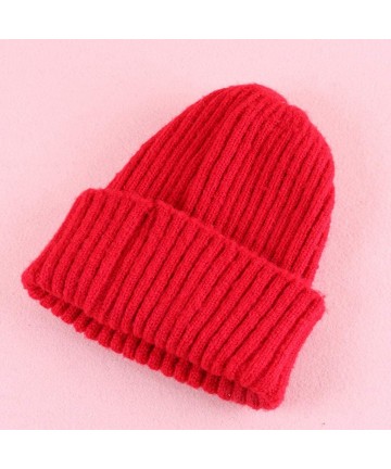 Skullies & Beanies 2018 Winter Women Crochet Hat Wool Knit Beanie Warm Caps - Y-red - CY18LSCO58S $16.63