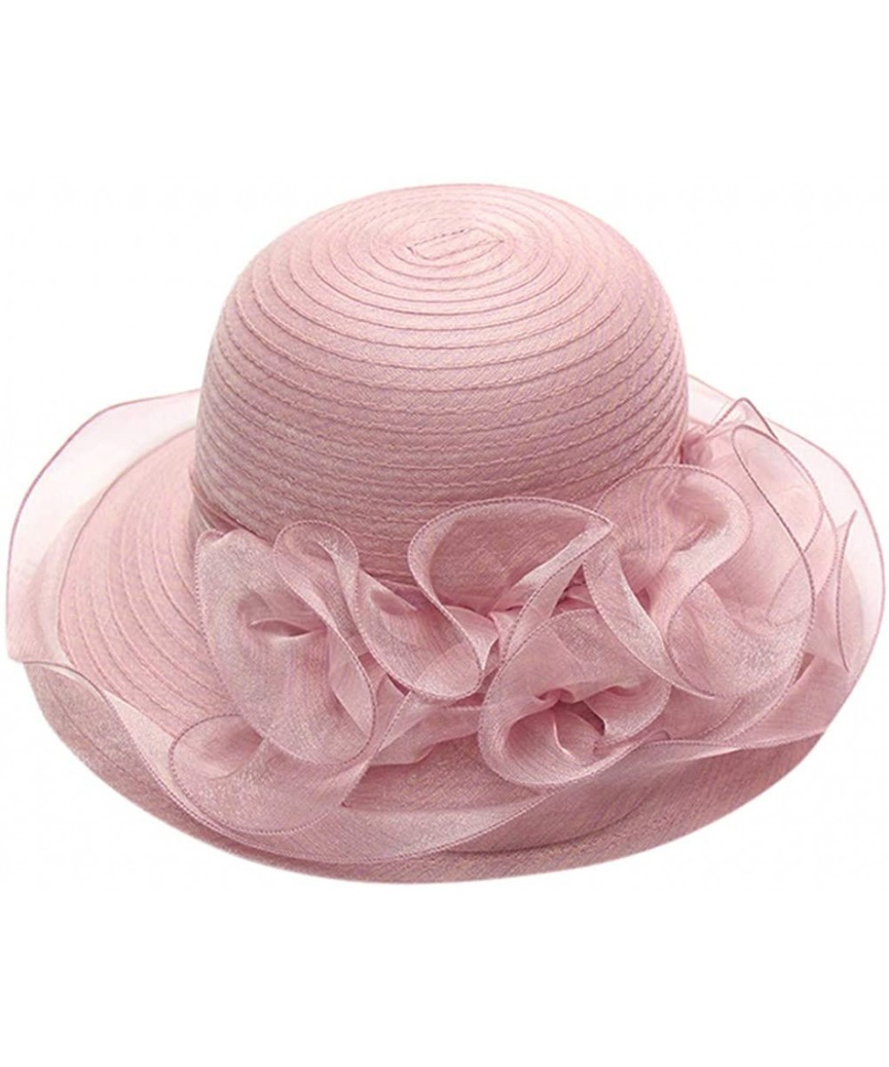 Fedoras Women's Organza Church Kentucky Derby Fascinator Bridal Tea Party Wedding Hat - Pink - C718SUHLC6C $15.70