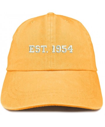 Baseball Caps EST 1954 Embroidered - 66th Birthday Gift Pigment Dyed Washed Cap - Mango - CD180QK4LZO $26.37