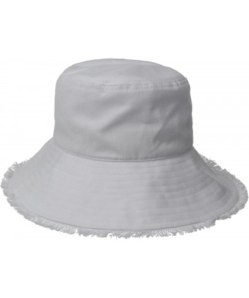 Sun Hats Women's Castaway Canvas Bucket Sun Hat with Fringe- Rated UPF 50+ for Max Sun Protection - White - CK11JTF091J $48.78