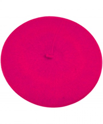Berets 3 Pieces Pack Ladies Solid Colored French Wool Beret - Fuchsia-3 Pieces - CF12O7XFWC2 $22.55