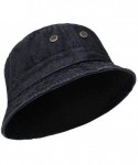Bucket Hats Cotton Bucket Hats Unisex Wide Brim Outdoor Summer Cap Hiking Beach Sports - Black Denim - CR18NUO0QA8 $14.37
