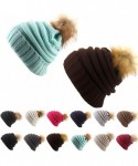 Skullies & Beanies Women Casual Headwear Stretchy Soft Hats Plush Ball Thicken Knitted Hat Skullies & Beanies - Dark Coffee -...