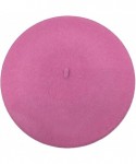 Berets Womens Solid Color Beret 100% Wool French Beanie Cap Hat - Pink - CO18O6ILSSK $12.97