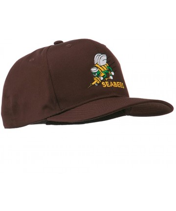 Baseball Caps Navy Seabees Symbol Embroidered Cap - Brown - CB11QLMNHJT $32.91