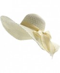 Sun Hats Women Colorful Big Brim Straw Bow Hat Sun Floppy Wide Brim Hats Beach Cap - Yellow - CE18QGIOKCX $18.03