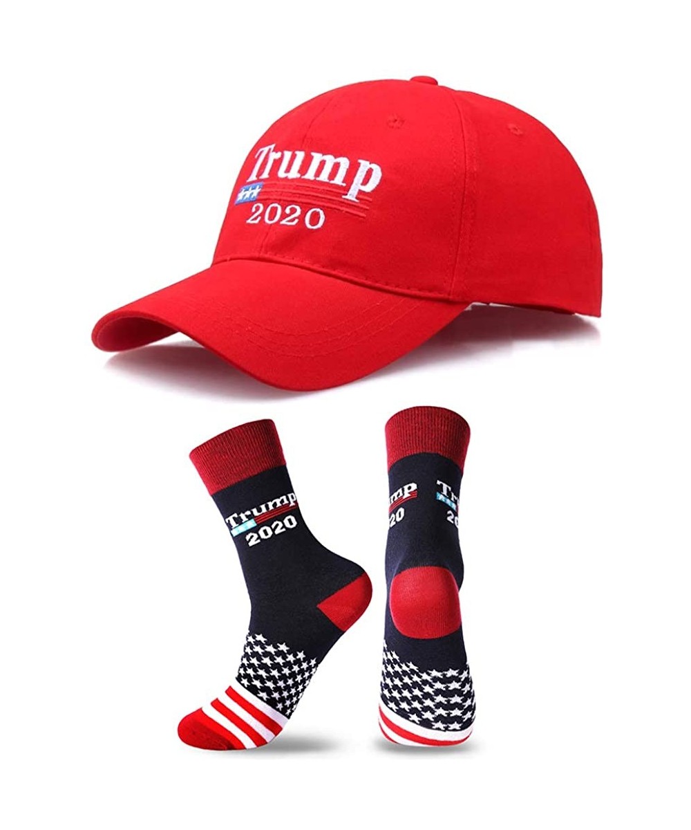 Baseball Caps Make America Great Again Hat Donald Trump 2020 USA Cap Adjustable - Trump 2020 Hat With Socks-red - CK18NNILYEQ...