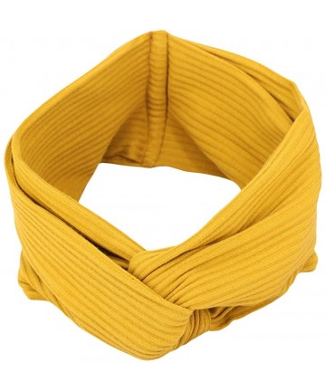 Headbands Women's Stretch Twisted Sports Headband Fashion Wide Head Wrap Hair Band - Yellow - CM1802GT05G $21.73