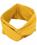 Headbands Women's Stretch Twisted Sports Headband Fashion Wide Head Wrap Hair Band - Yellow - CM1802GT05G $18.59