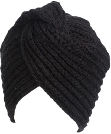 Skullies & Beanies Winter Hat Warm Knit Cap Beanie Sleep Chemo Turban Headwear Cancer Patients - Black - C1187OOD2ZC $14.85