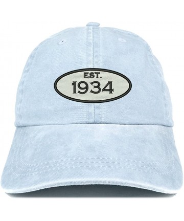 Baseball Caps Established 1934 Embroidered 86th Birthday Gift Pigment Dyed Washed Cotton Cap - Light Blue - CS180L6Q4Y3 $24.24
