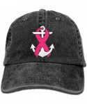 Baseball Caps Unisex Adjustable Denim Jeans Baseball Cap Breast Cancer Awareness Anchor Dad Hat - Black - C518IH6TOOI $14.81