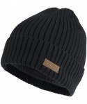 Skullies & Beanies Wool Cuffed Beanie Hat Warm Winter Knit Hats Unisex Skull Cap with Lining - C - (Dark Grey + Black) - CE18...