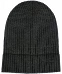 Skullies & Beanies Wool Cuffed Beanie Hat Warm Winter Knit Hats Unisex Skull Cap with Lining - C - (Dark Grey + Black) - CE18...