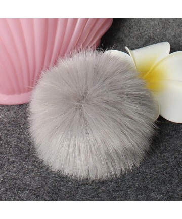 Skullies & Beanies Fashion DIY Faux Fox Fur Fluffy Pompom Ball for Knitting Hat Hats (Gray) - Gray - C6189K23RYY $12.71