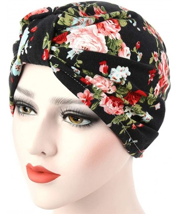 Skullies & Beanies Women Flower Elastic Turban Beanie Wrap Chemo Cap Hat - Stripe9 - CO12O341U1D $15.47