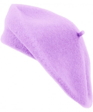 Berets Nollia Women's Solid Color Beret Hat - Lavender - CD12J2VAKJJ $14.37