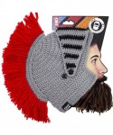 Skullies & Beanies Knight Beard Beanie - Funny Knitted Helmet and Fake Beard and Visor - Multicoloured - CR11I22T5S3 $46.99