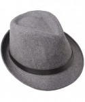 Fedoras Men's Formal Triby Fedora Hat Caps with Belts - Grey - CE11AAOW85V $14.62