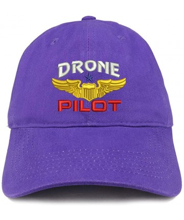Baseball Caps Drone Pilot Aviation Wing Embroidered Soft Crown 100% Brushed Cotton Cap - Purple - C818KNK58MQ $24.58