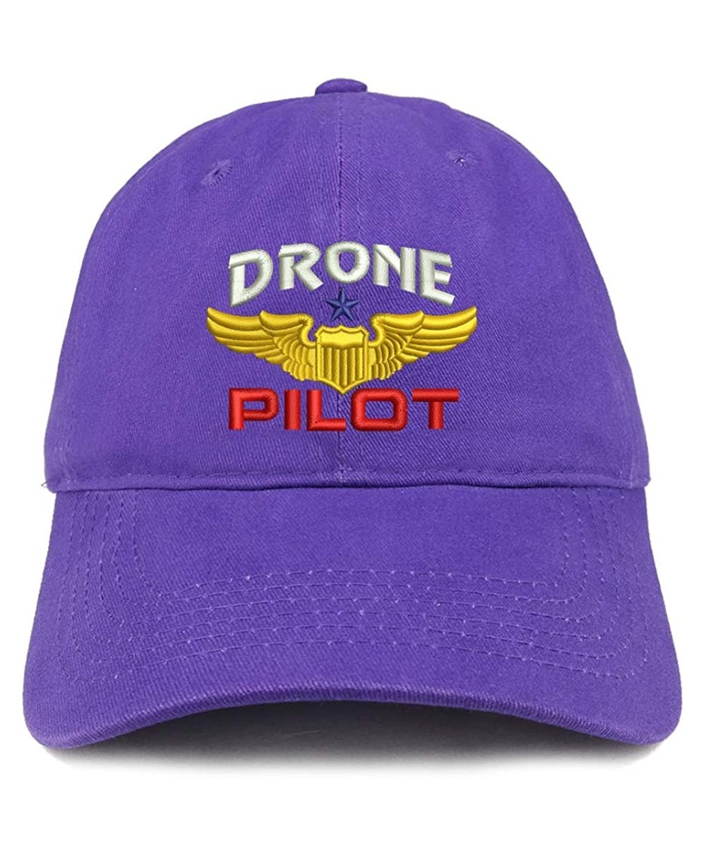 Baseball Caps Drone Pilot Aviation Wing Embroidered Soft Crown 100% Brushed Cotton Cap - Purple - C818KNK58MQ $24.58