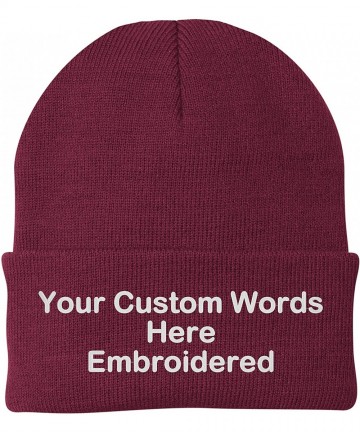 Skullies & Beanies Customize Your Beanie Personalized with Your Own Text Embroidered - Maroon - CZ18IR6Q9A4 $26.07