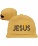 Baseball Caps Jesus Christian Cross Snapback Hats Adjustable Solid Flat Bill Baseball Caps Womens - Yellow - CU196XQL0TX $20.03