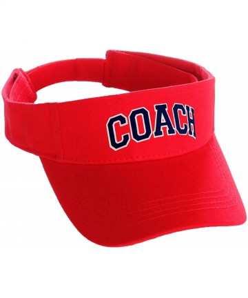 Baseball Caps Classic Sport Team Coach Arched Letters Sun Visor Hat Cap Adjustable Back - Red Hat White Navy Letters - CT18H5...