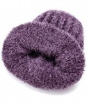 Skullies & Beanies Winter Chunky Warm Beanie Fleece Skull Caps Slouchy Hats Thick Cable Knit Snow Ski Cap for Women - Purple ...